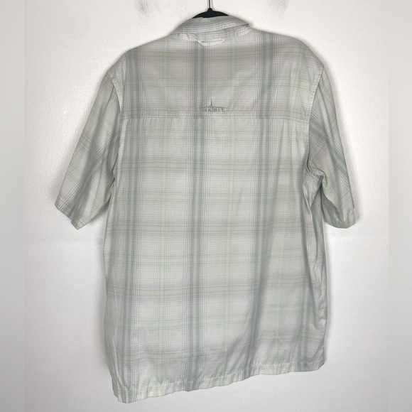 Habit Men’s Fishing Shirt Size Large Vented Short Sleeve Plaid Gray and Green - Picture 2 of 11